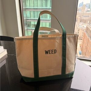 L.L. Bean Canvas Tote with Novelty Monogram WEED